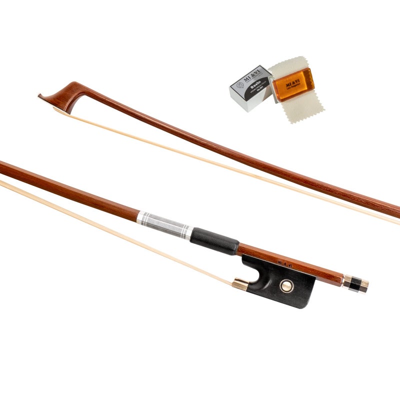 Mivi MI&VI CB-530 Classic Cello Bow 4/4 (Full Size) with Bow Soft Bag and Rosin for Bow Hairs Included - Ebony Frog - Well Balanced - Light Weight - Real Mongolian Horse Hair (Cello 4/4) - MIVI Music - Image 1